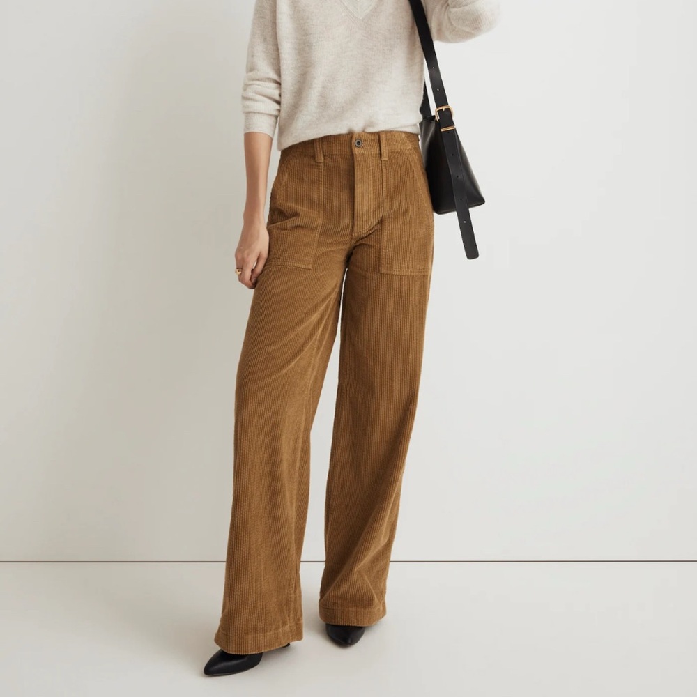 Madewell Griff Superwide Leg Fatigue Corduroy Garment Dyed Pants